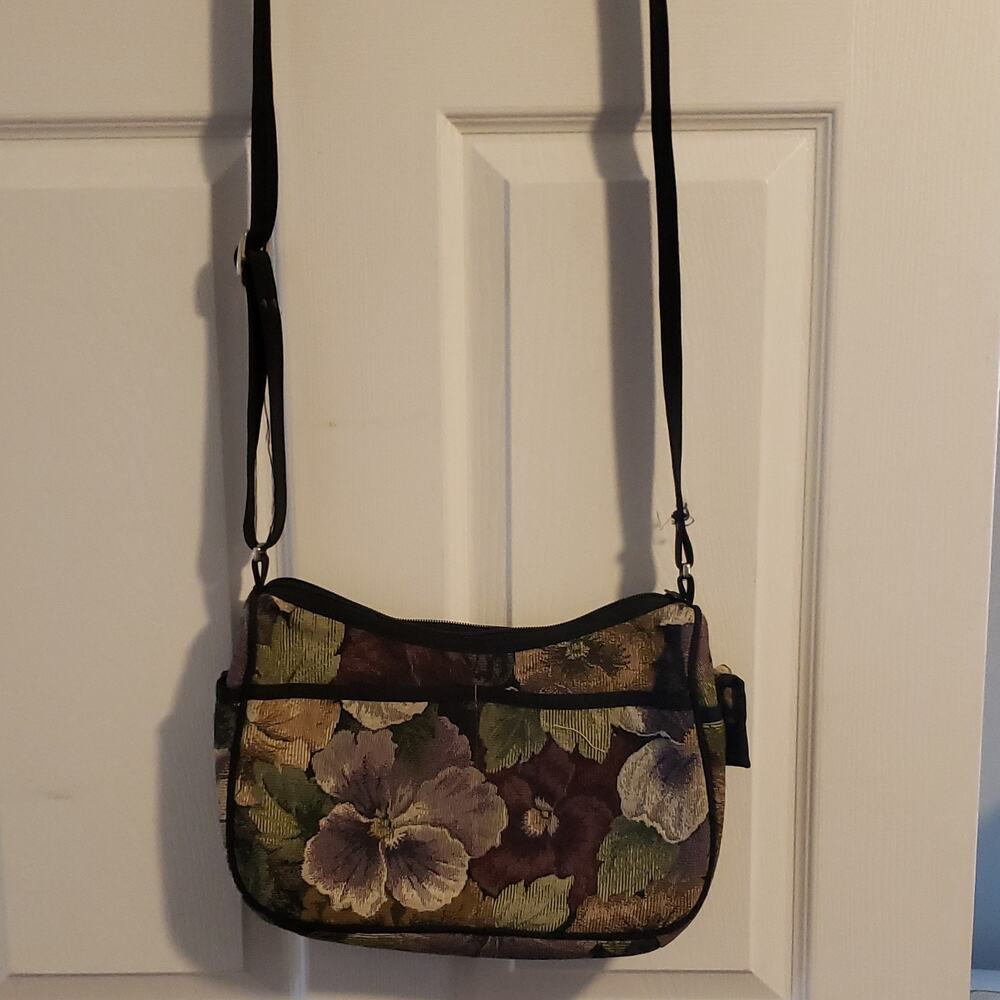 Danny K. Floral Tapestry Shoulder Bag Multicolor Adjustable Strap